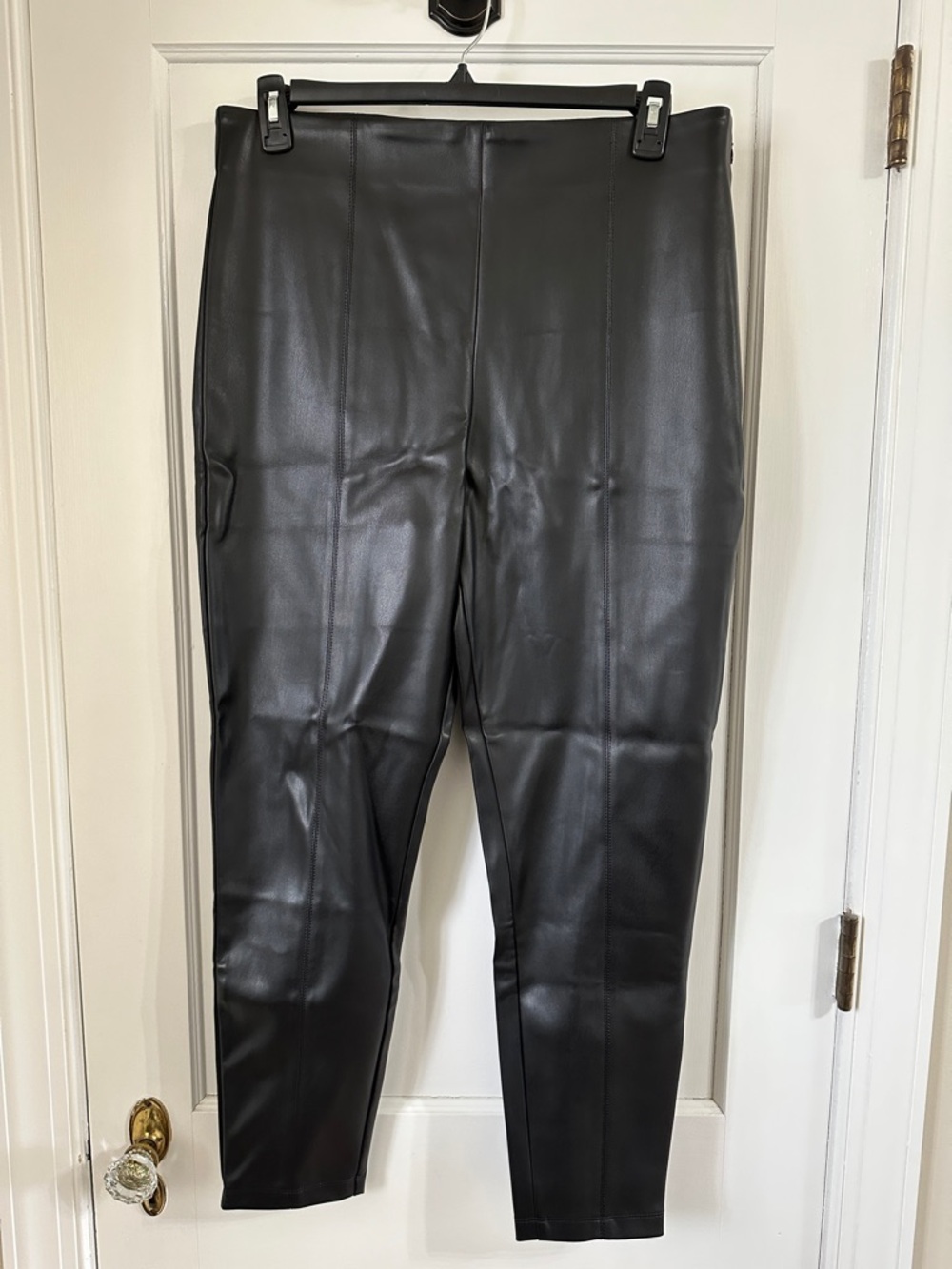 Ann Taylor Black Faux Leather Straight Leg Pants